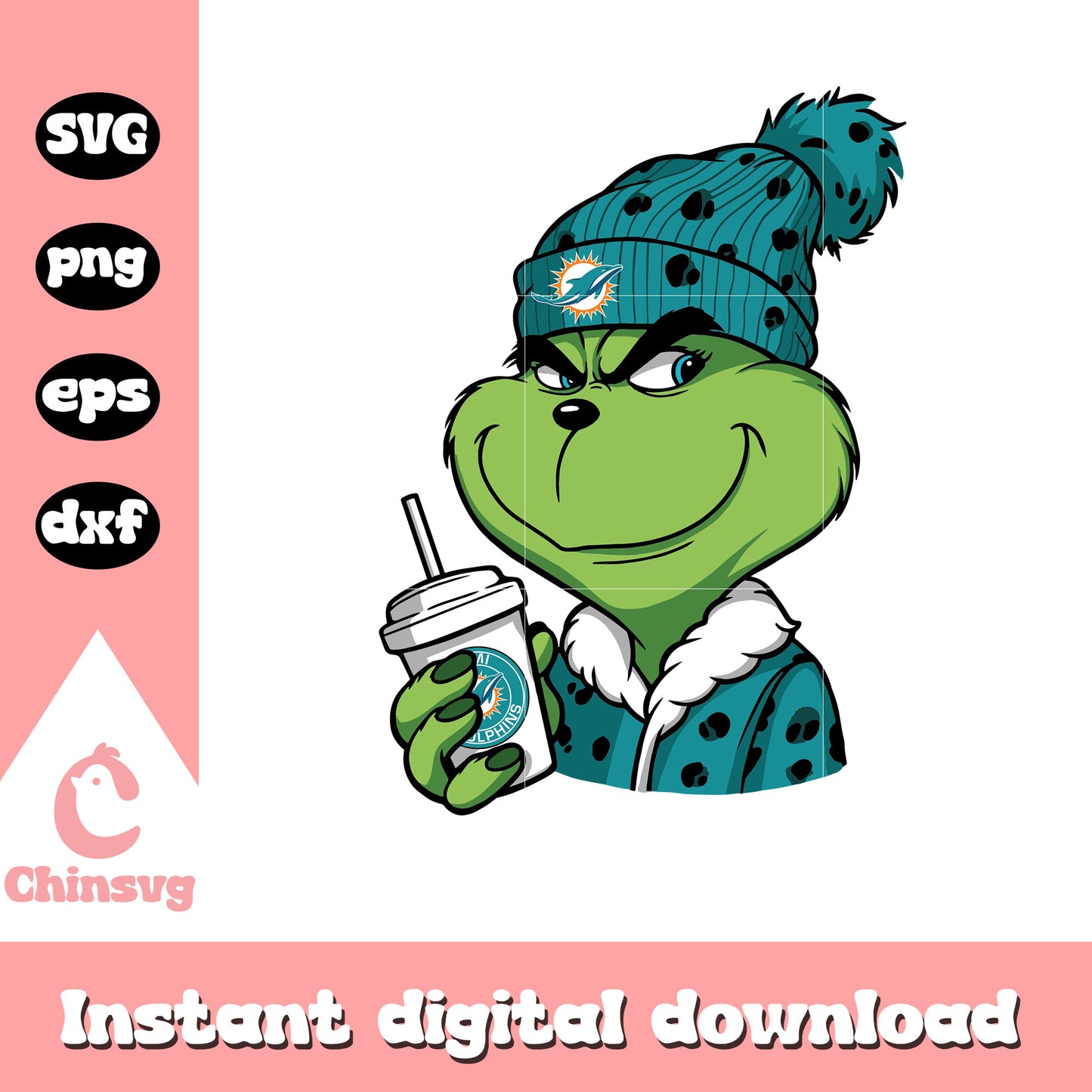 Grinch coffee miami dolphins svg, christmas miami dolphins svg