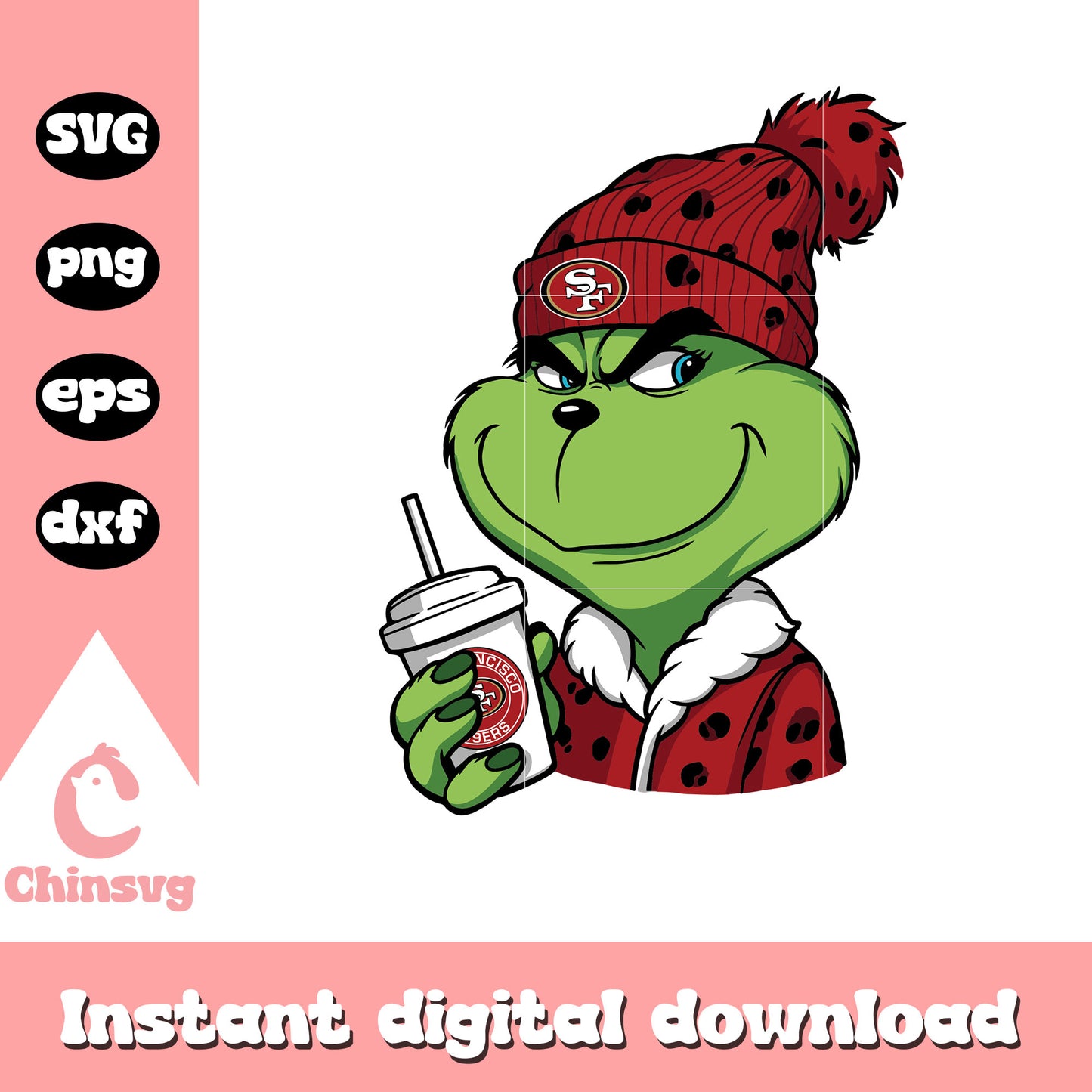Grinch coffee san francisco 49ers svg, san francisco 49ers christmas svg
