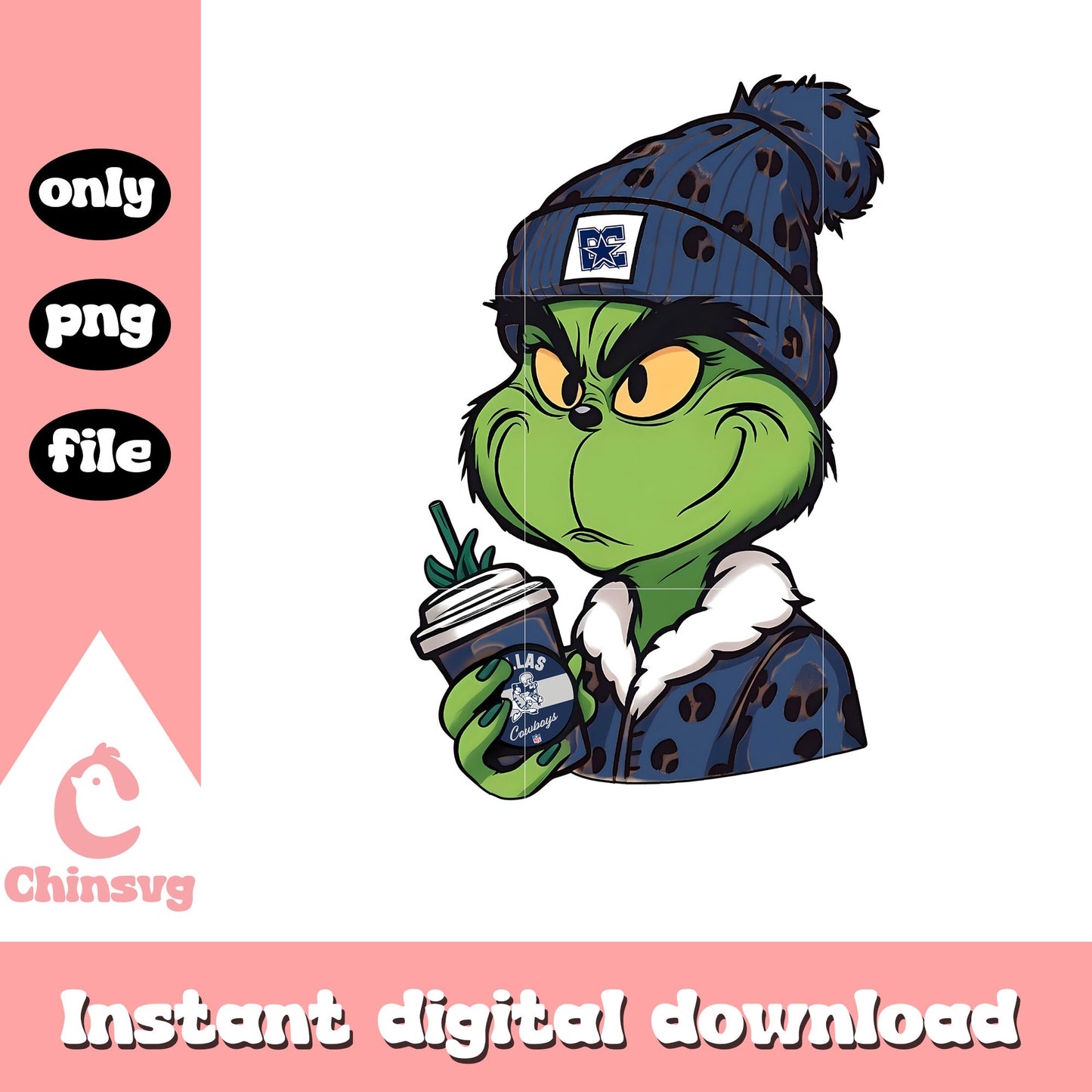 Grinch dallas cowboys coffee design png, grinch dallas cowboys png