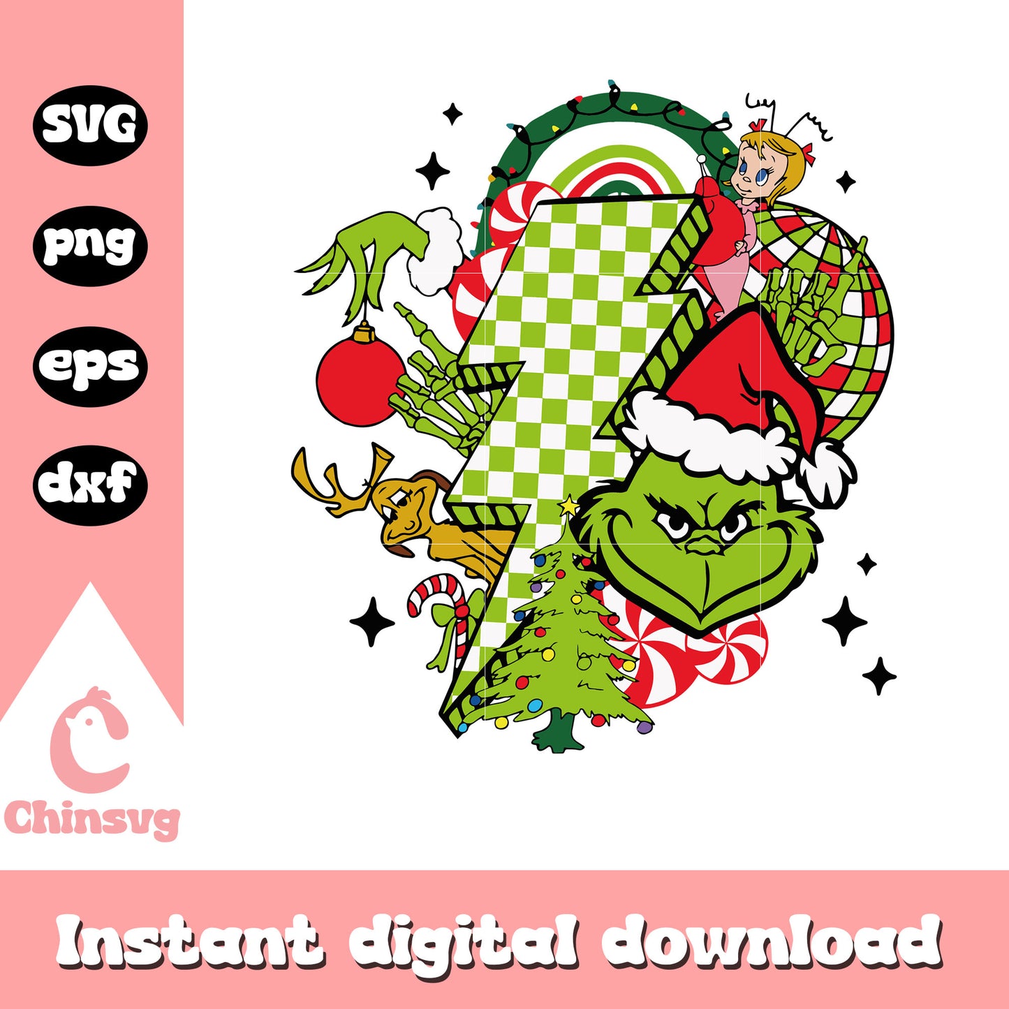 Grinch friends lightning bolt design svg, grinch friends svg