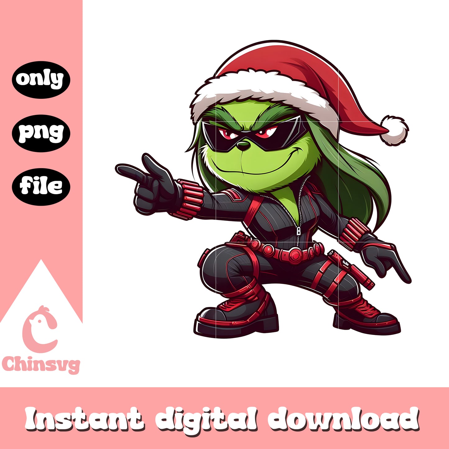 Grinch girl black widow christmas design png, black widow png
