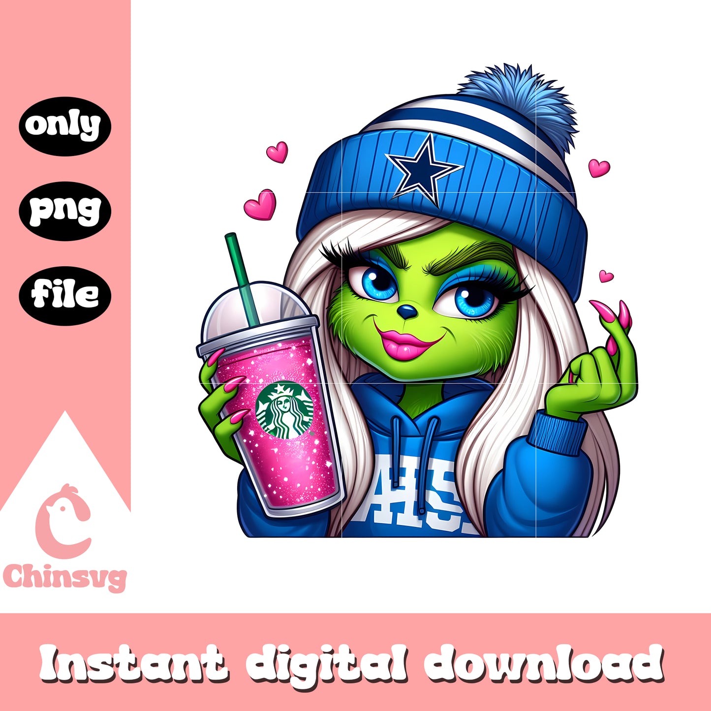 Grinch girl coffee starbucks design png, the grinch girl png
