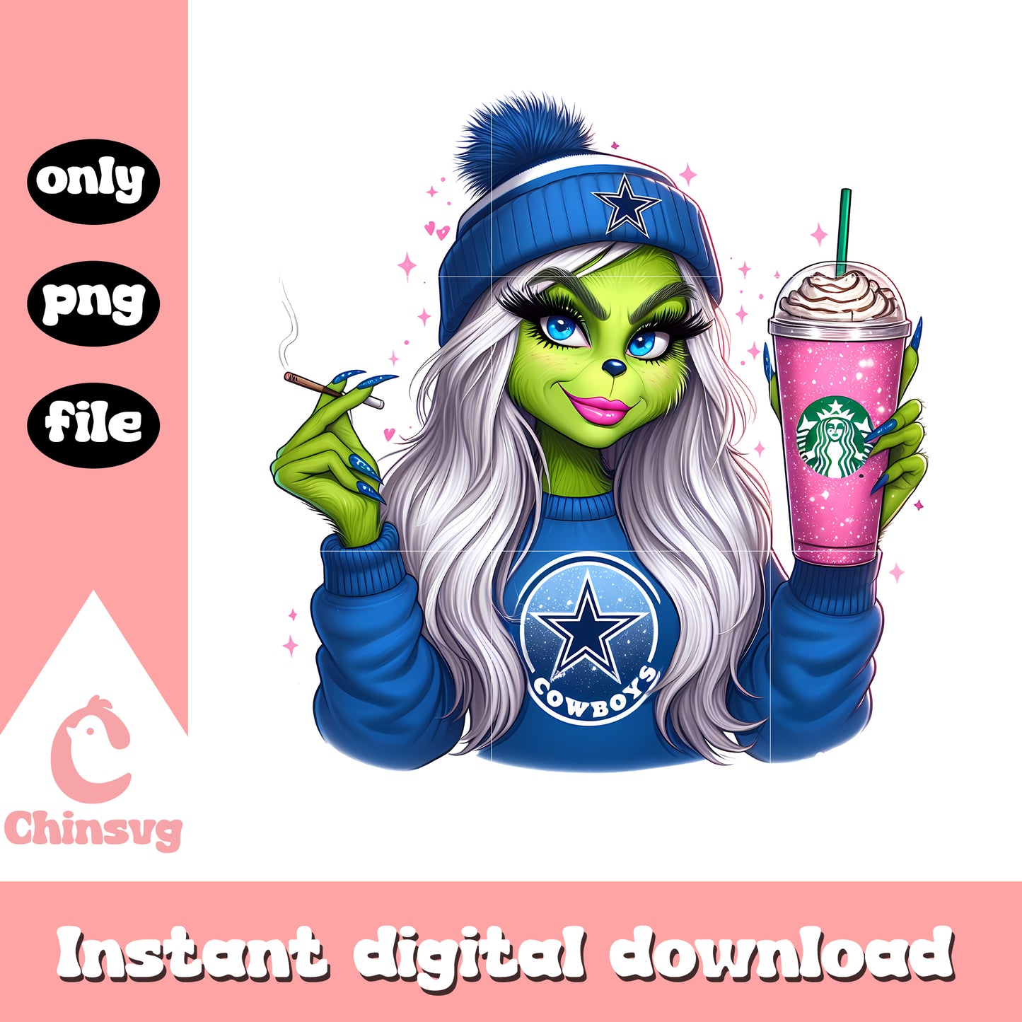 Grinch girl dallas cowboys christmas png, grinch girls png