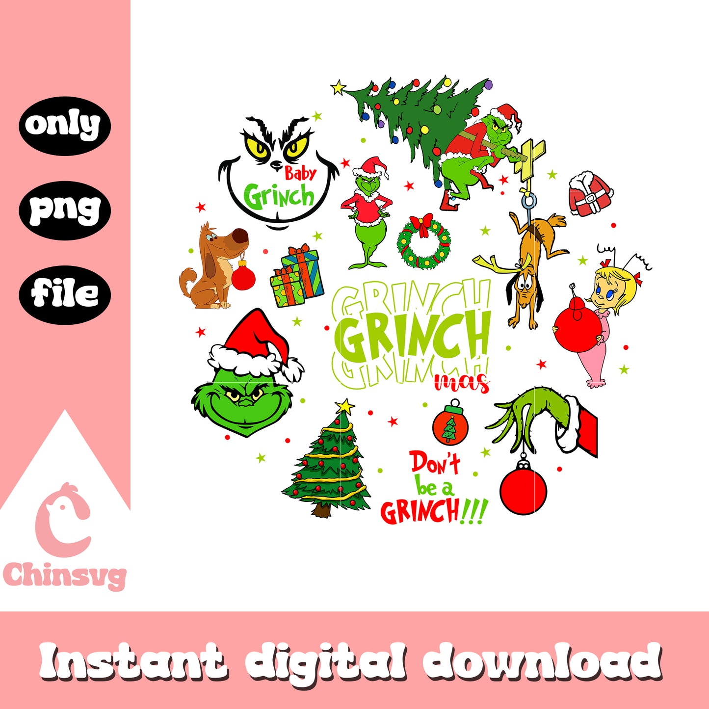 Grinch grinch grinch mas design png, don't be a grinch png