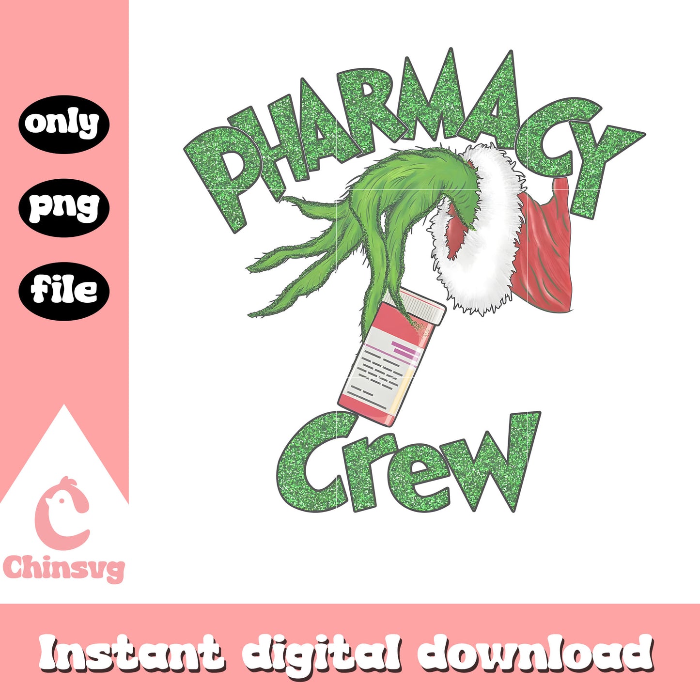 Grinch hand pharmacy crew design png, the grinch hands png