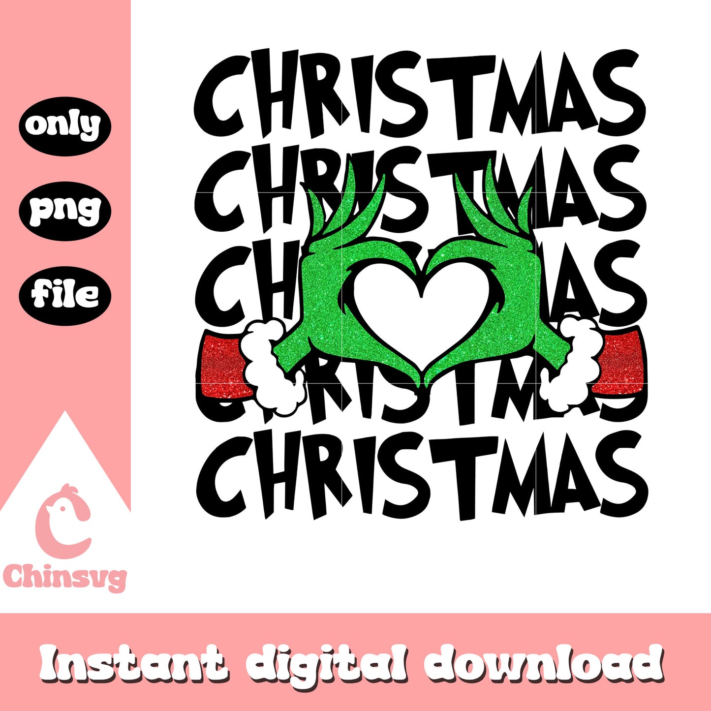 Grinch hands heart christmas design png, grinch heart hand png