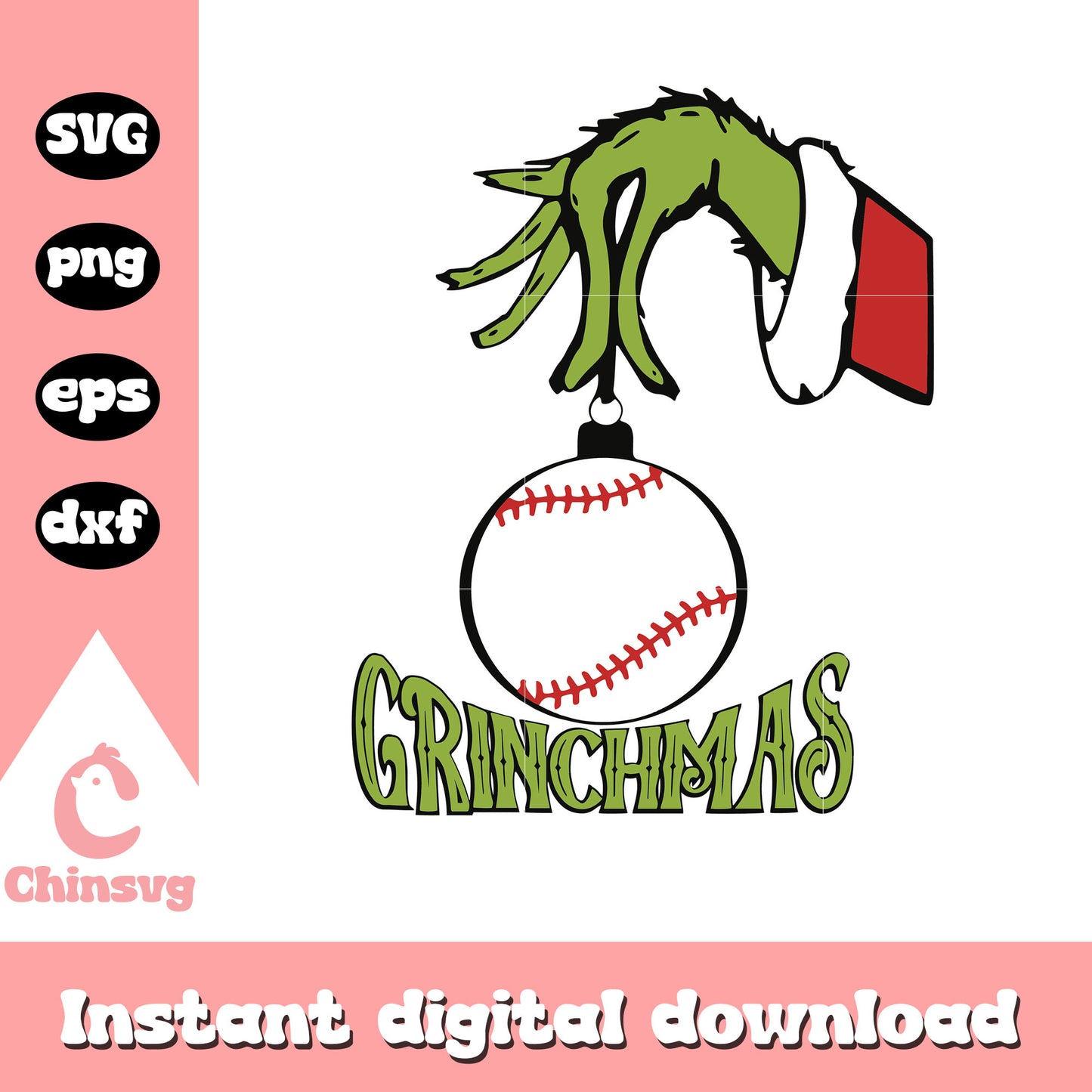 Grinch hands holding baseball design svg, the grinch hands svg