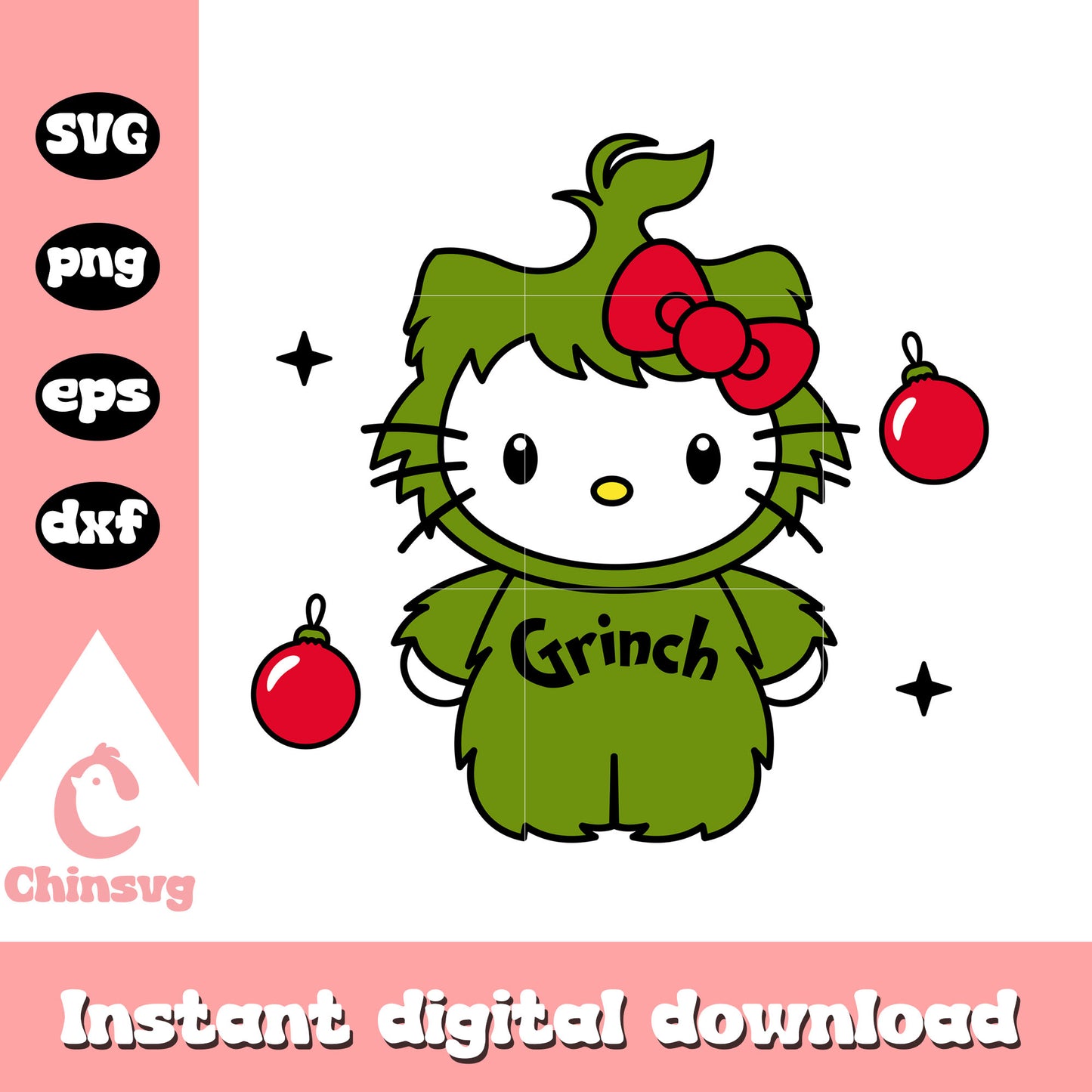 Grinch hello kitty christmas svg, grinch kitty svg, hello kitty svg