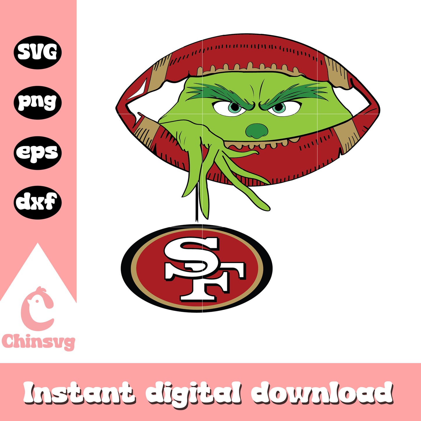 Grinch hold san francisco 49ers logo design svg, 49ers merry christmas svg