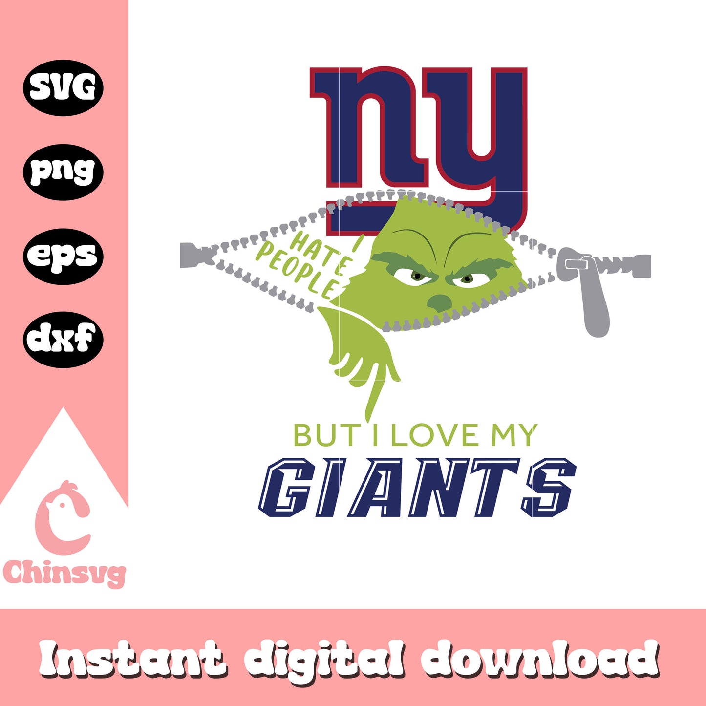 Grinch i hate people but i love my giants svg, new york giants logo svg