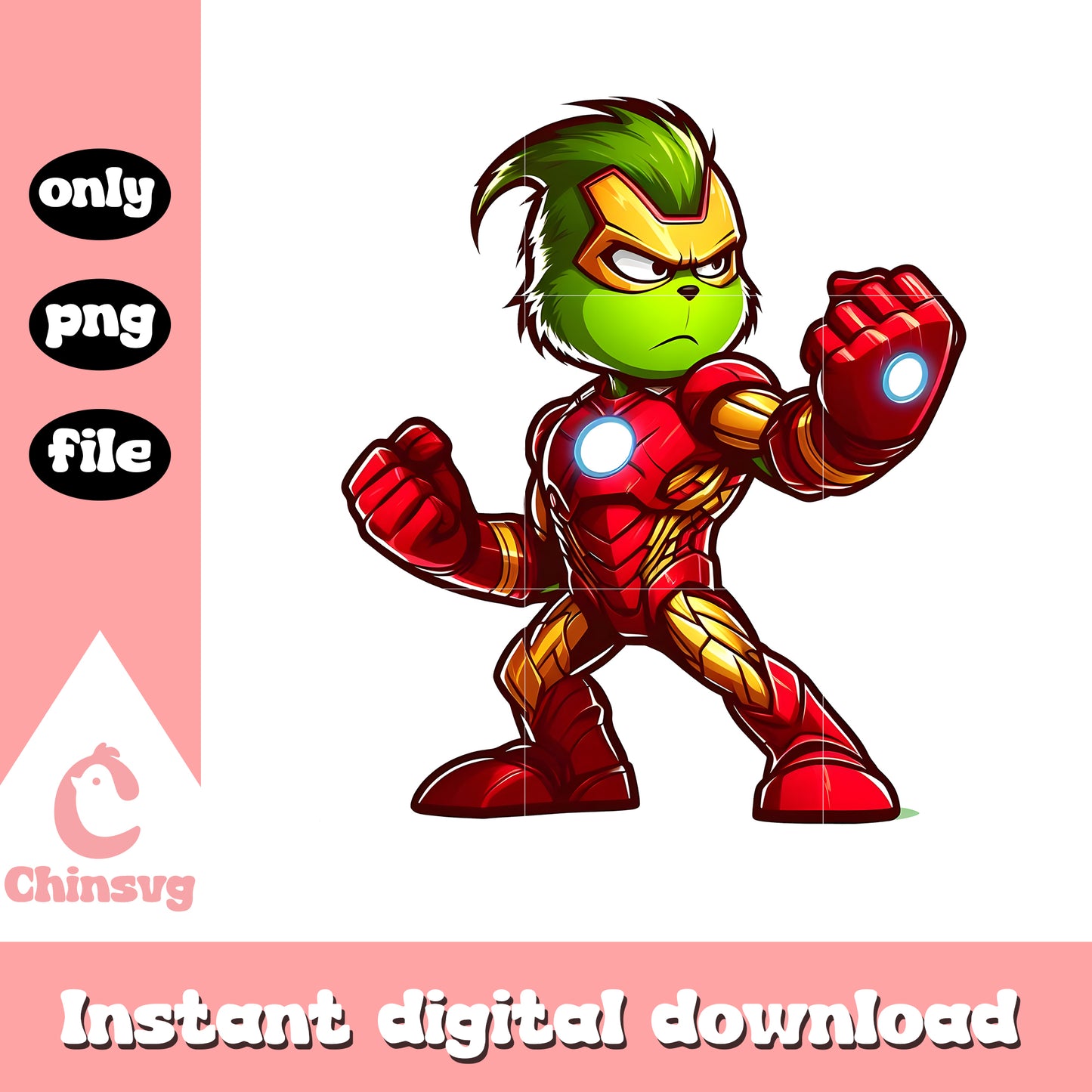 Grinch iron man christmas png, iron man christmas png