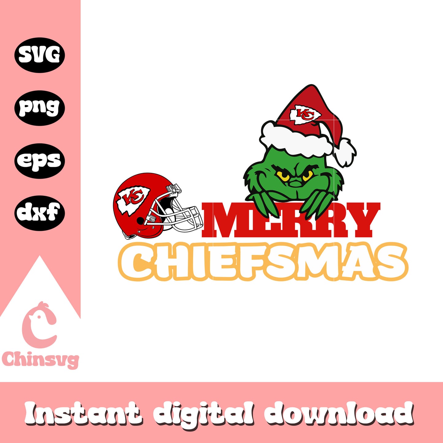 Grinch merry chiefsmas kansas city chiefs svg, chiefs christmas svg