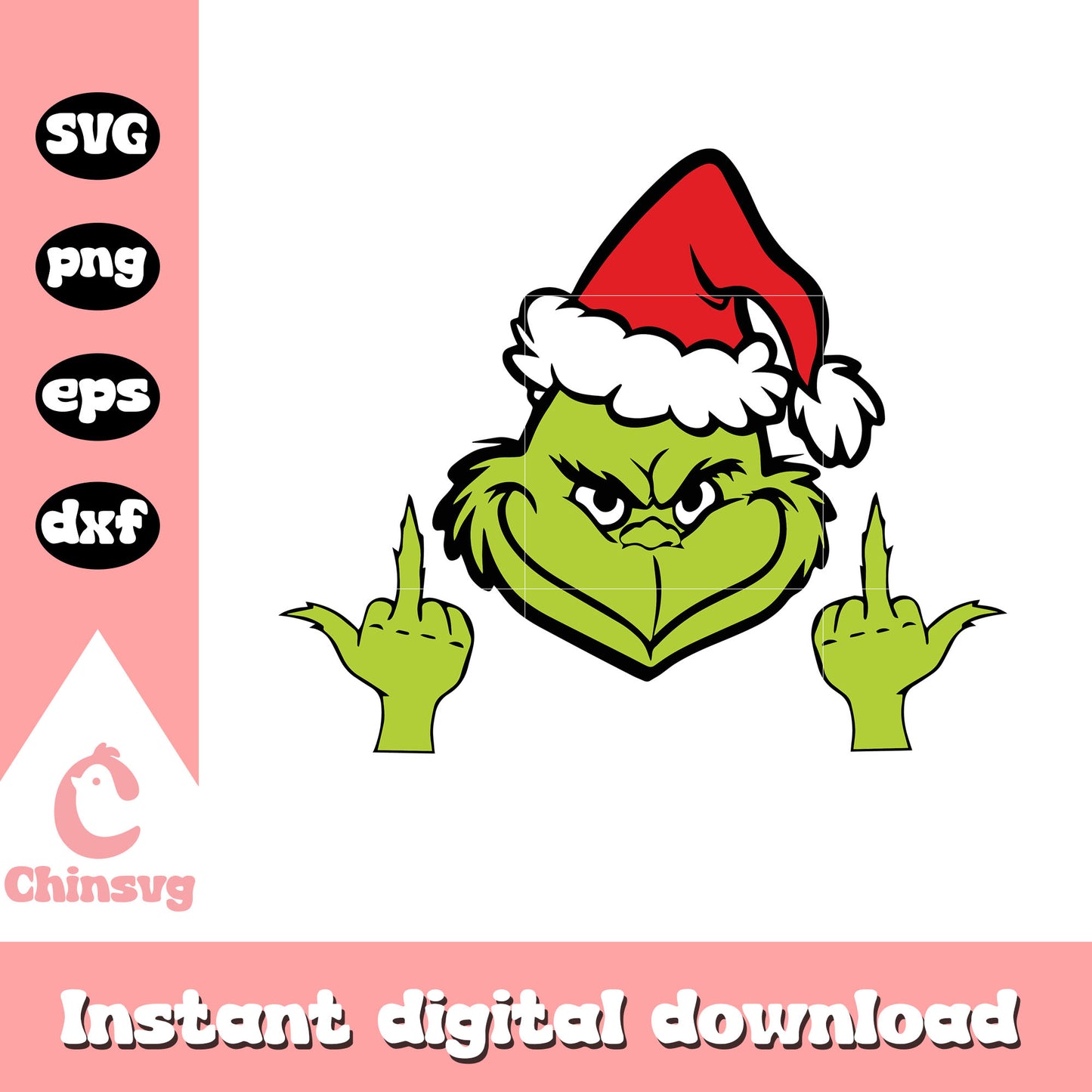 Grinch middle finger funny christmas svg, grinch with middle finger svg