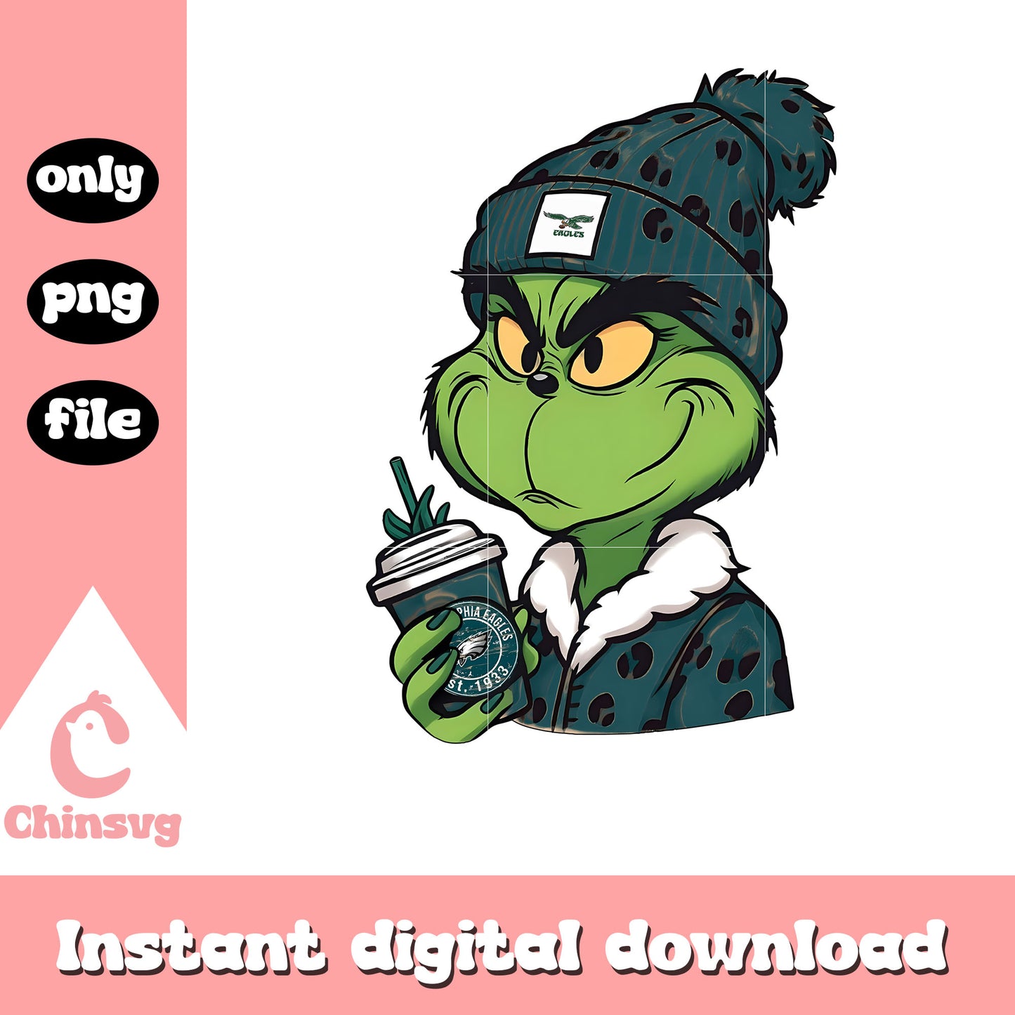 Grinch philadelphia eagles coffee design png, philadelphia eagles png