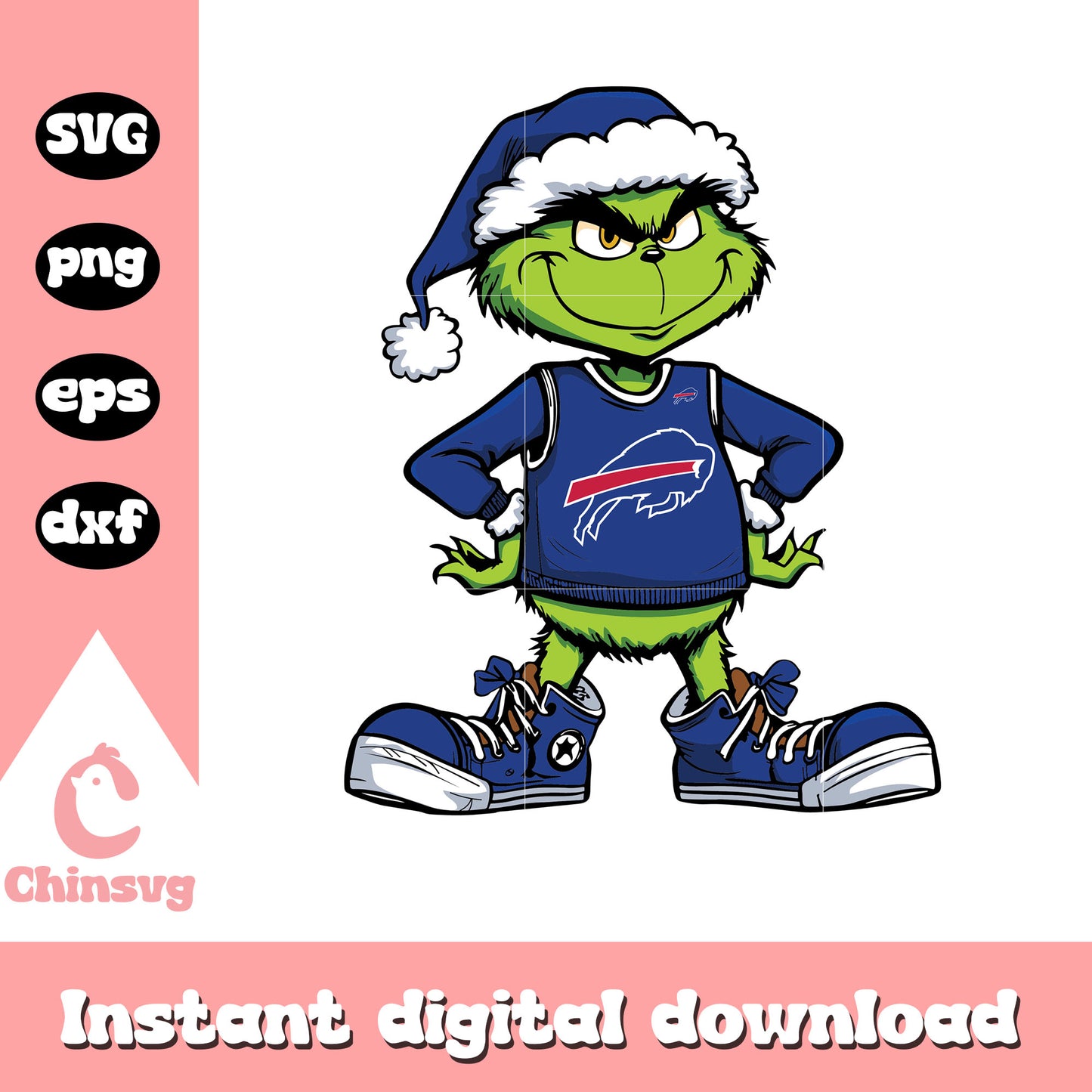 Grinch player buffalo bills football svg, buffalo bills grinch svg
