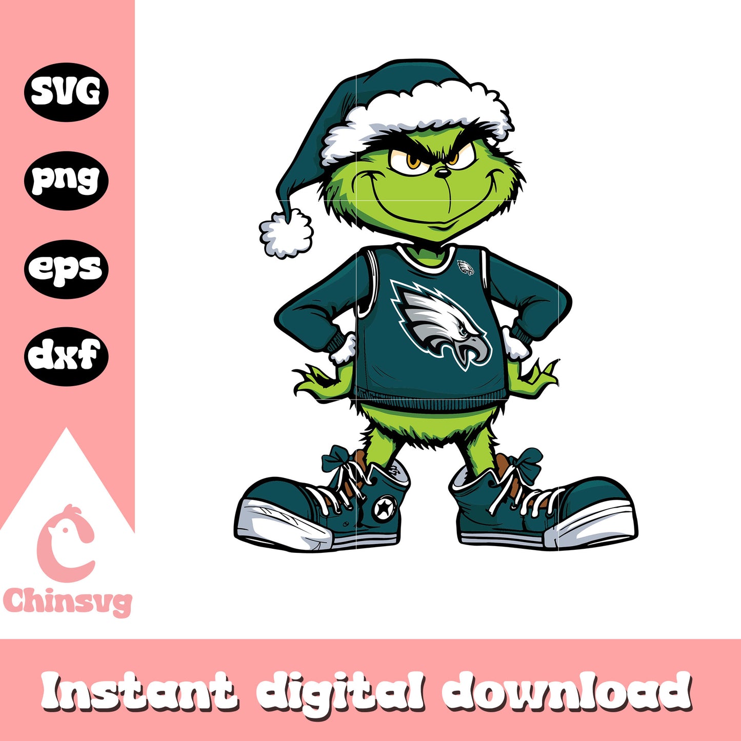 Grinch player philadelphia eagles football svg, eagles christmas svg