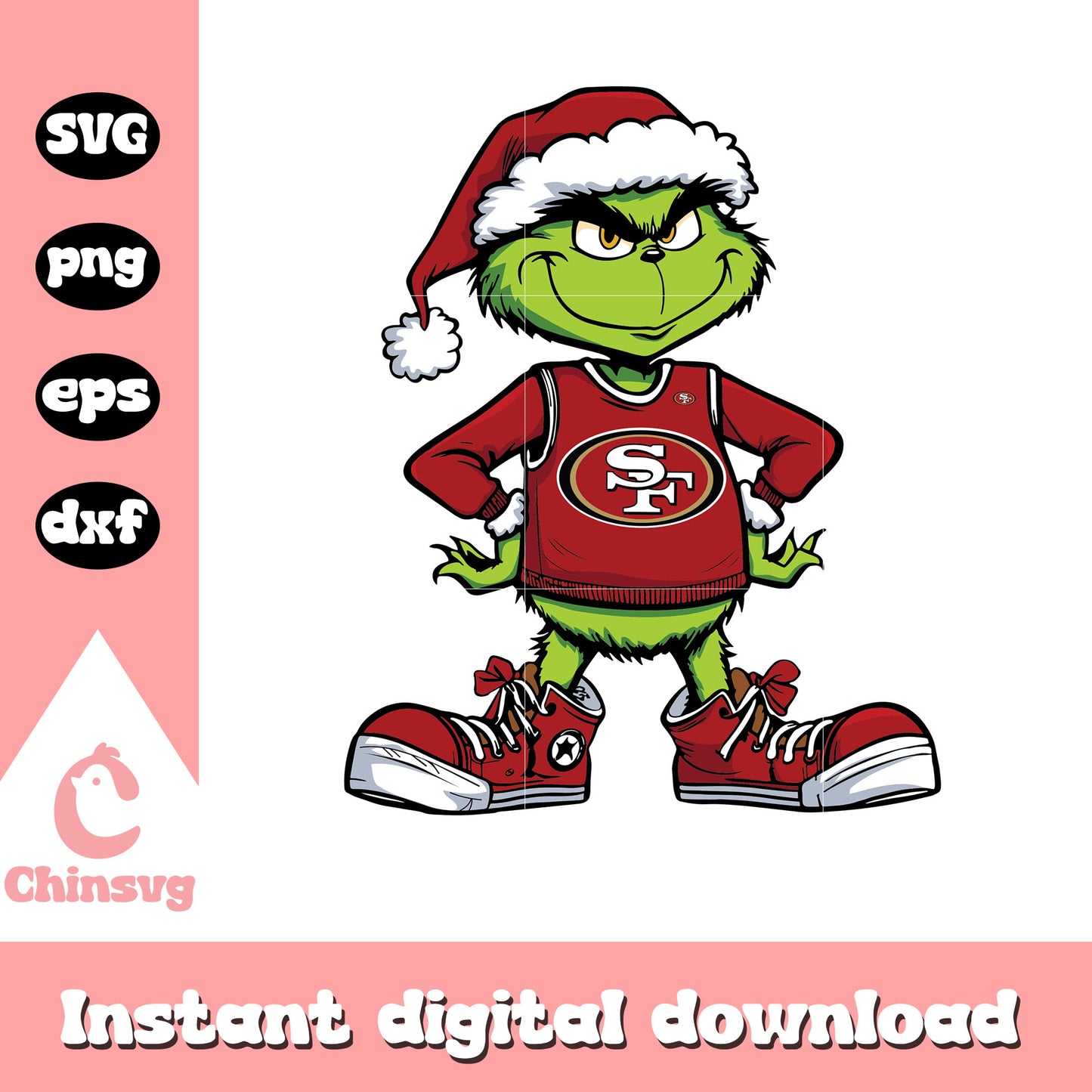 Grinch player san francisco 49ers football svg, 49ers grinch svg