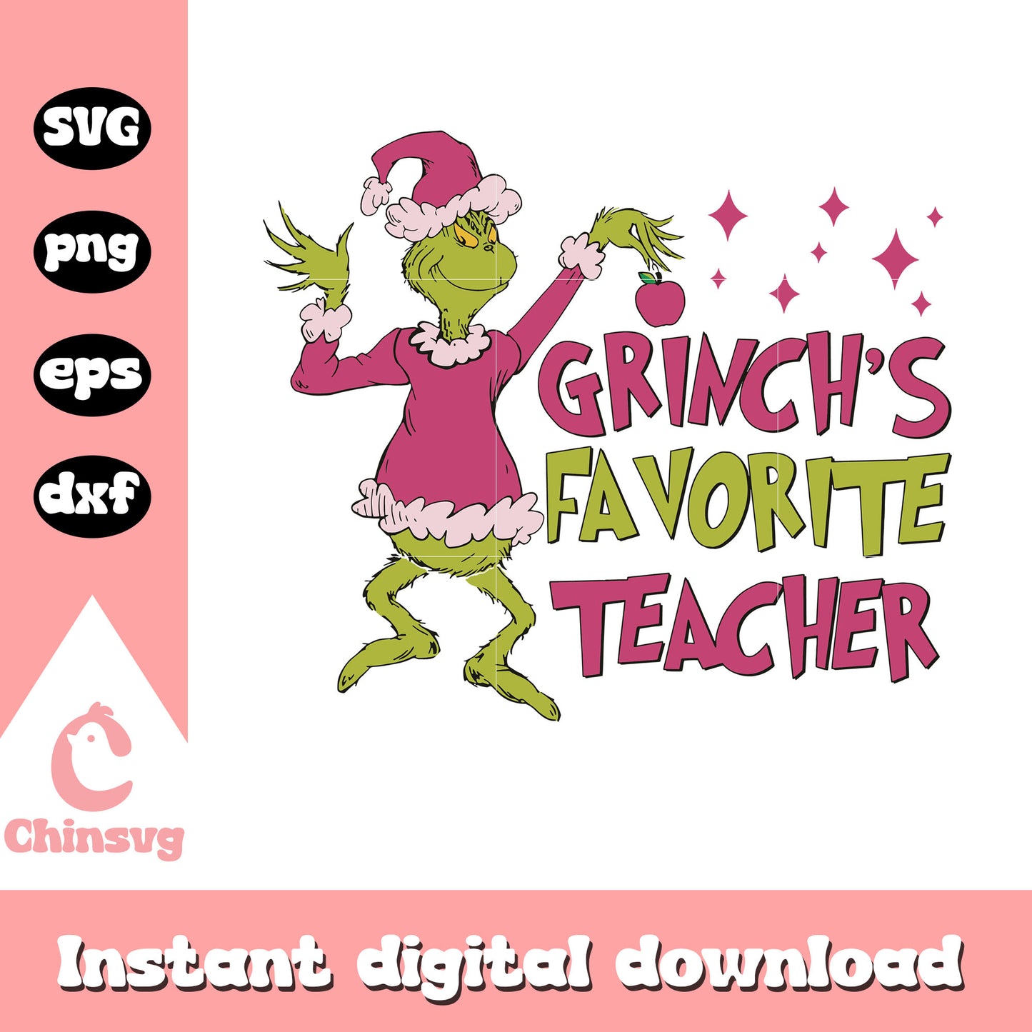 Grinch's favorite teacher christmas svg, the grinch teacher svg