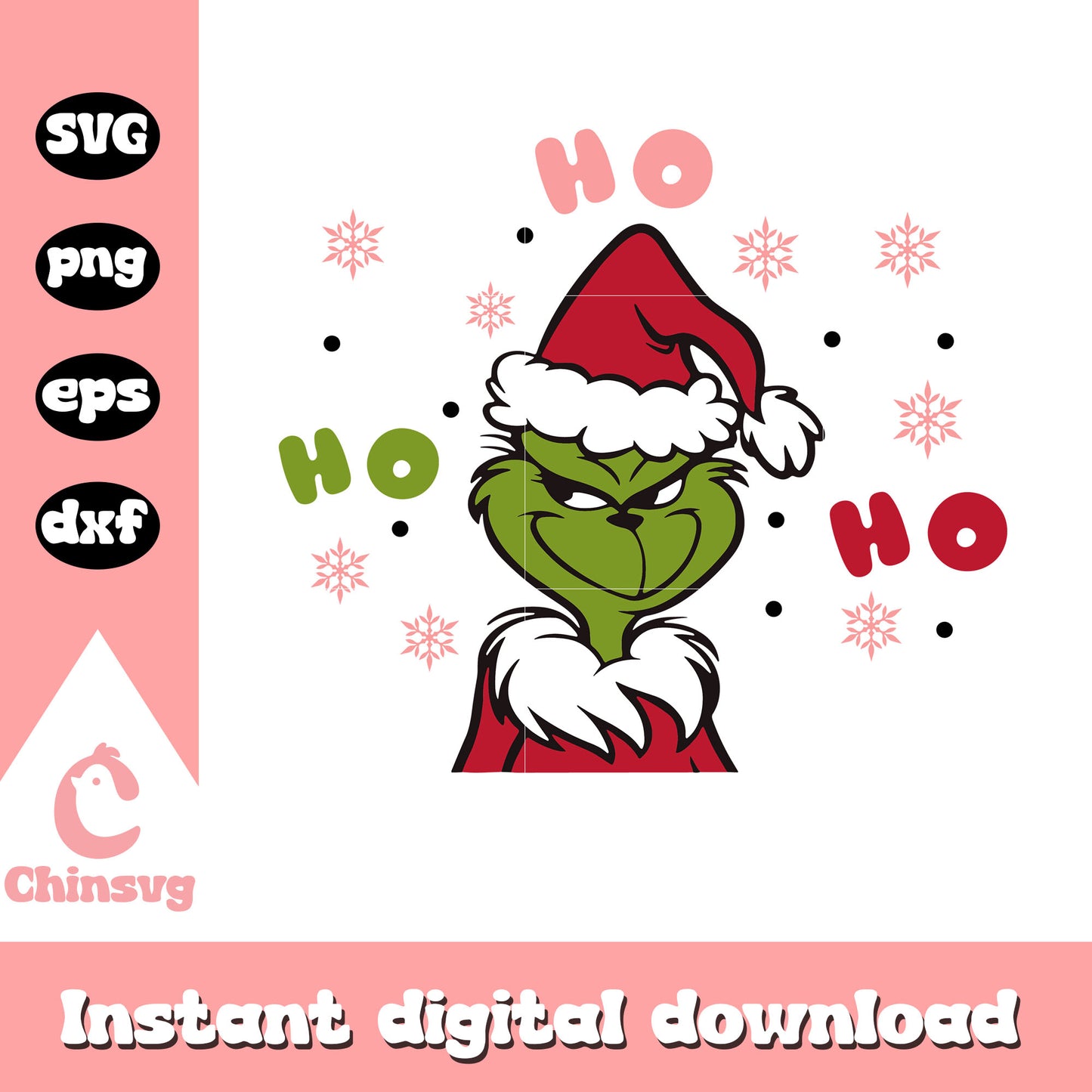 Grinch santa claus ho ho ho christmas svg, grinch santa hat svg