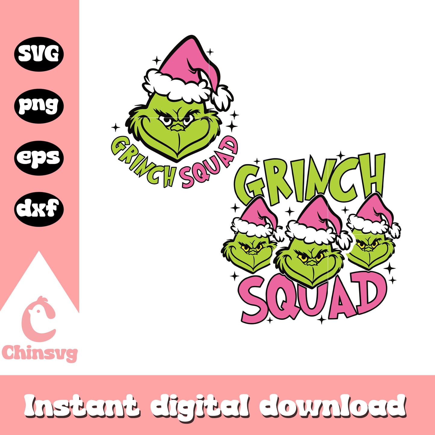 Grinch squad logo christmas svg, grinch squad svg , grinch santa hats svg