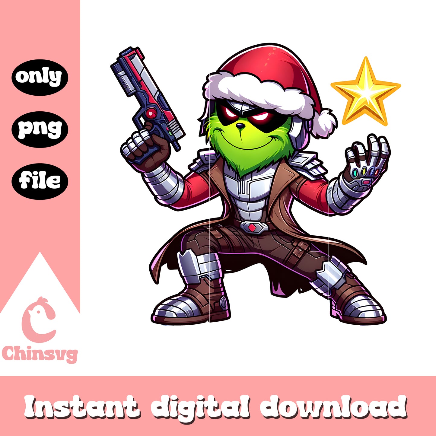 Grinch star lord santa hat christmas png, star lord png