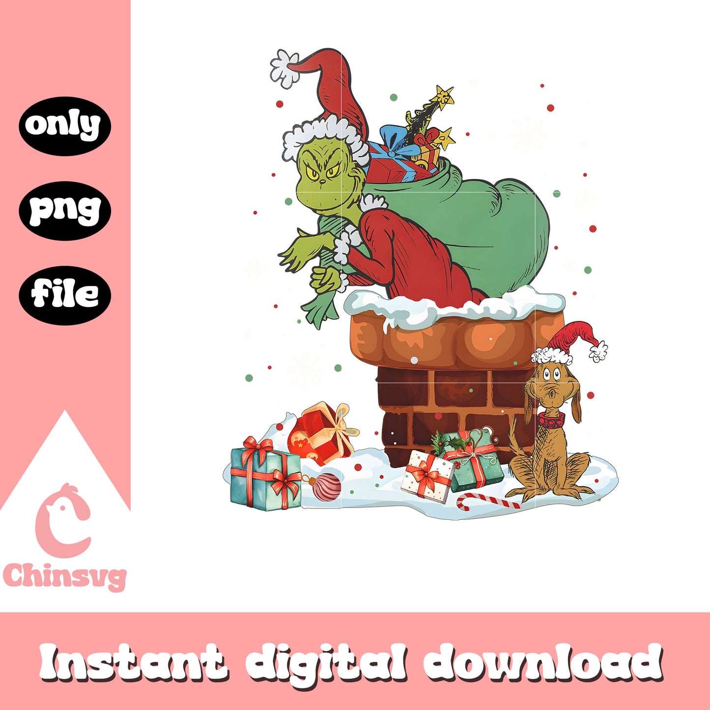 Grinch stole presents christmas png, grinch and max png