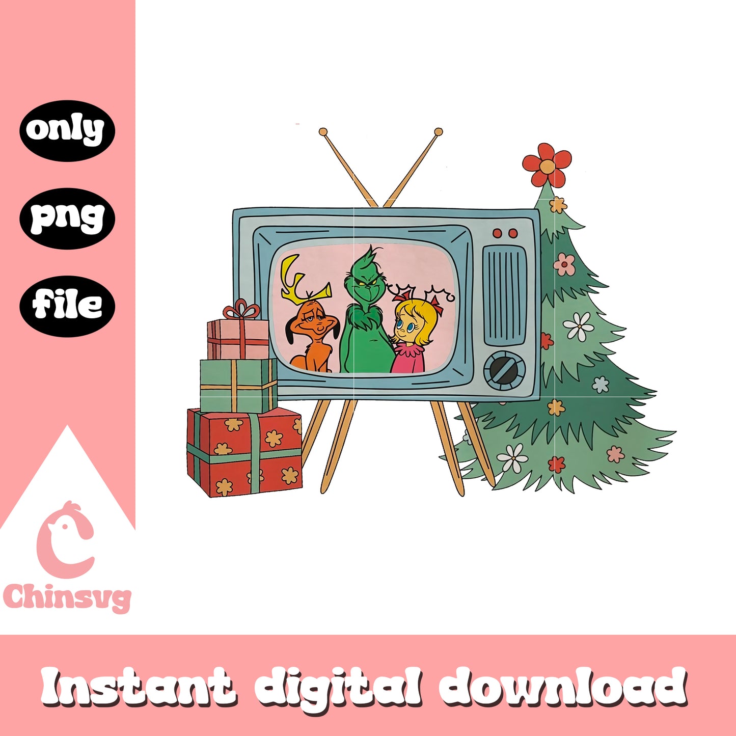 Grinch television christmas png, grinch television png