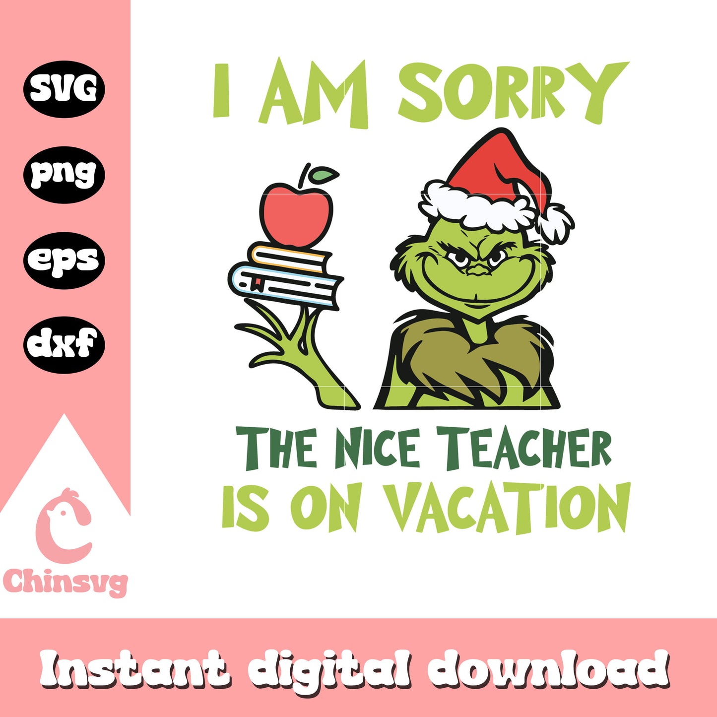 Grinch the nice teacher is on vacation svg, the grinch teacher svg
