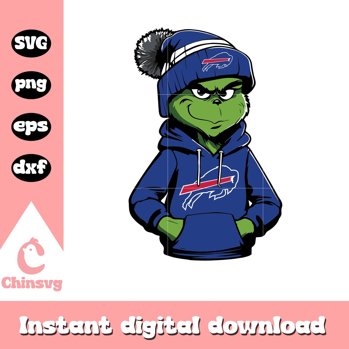 Grinch wears buffalo bills clothes christmas svg, buffalo bills grinch svg