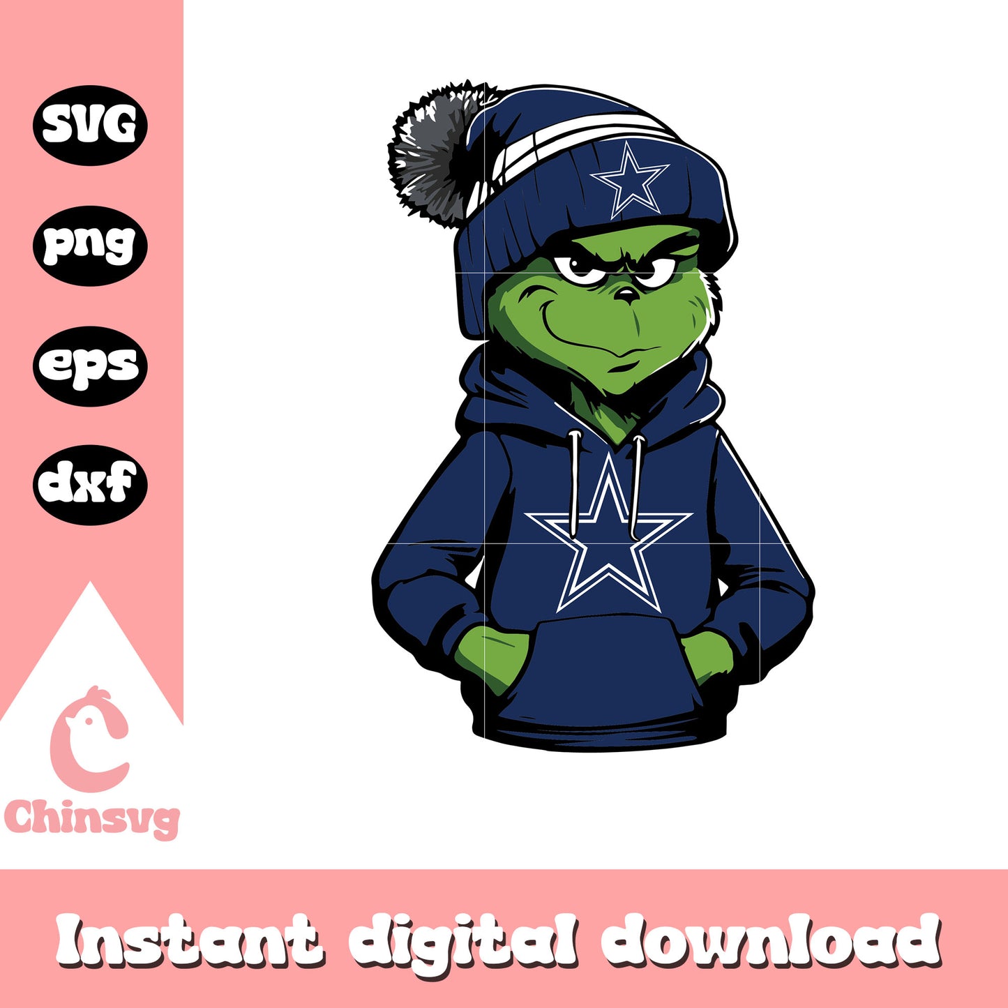 Grinch wears dallas cowboys clothes design svg, dallas cowboys christmas svg