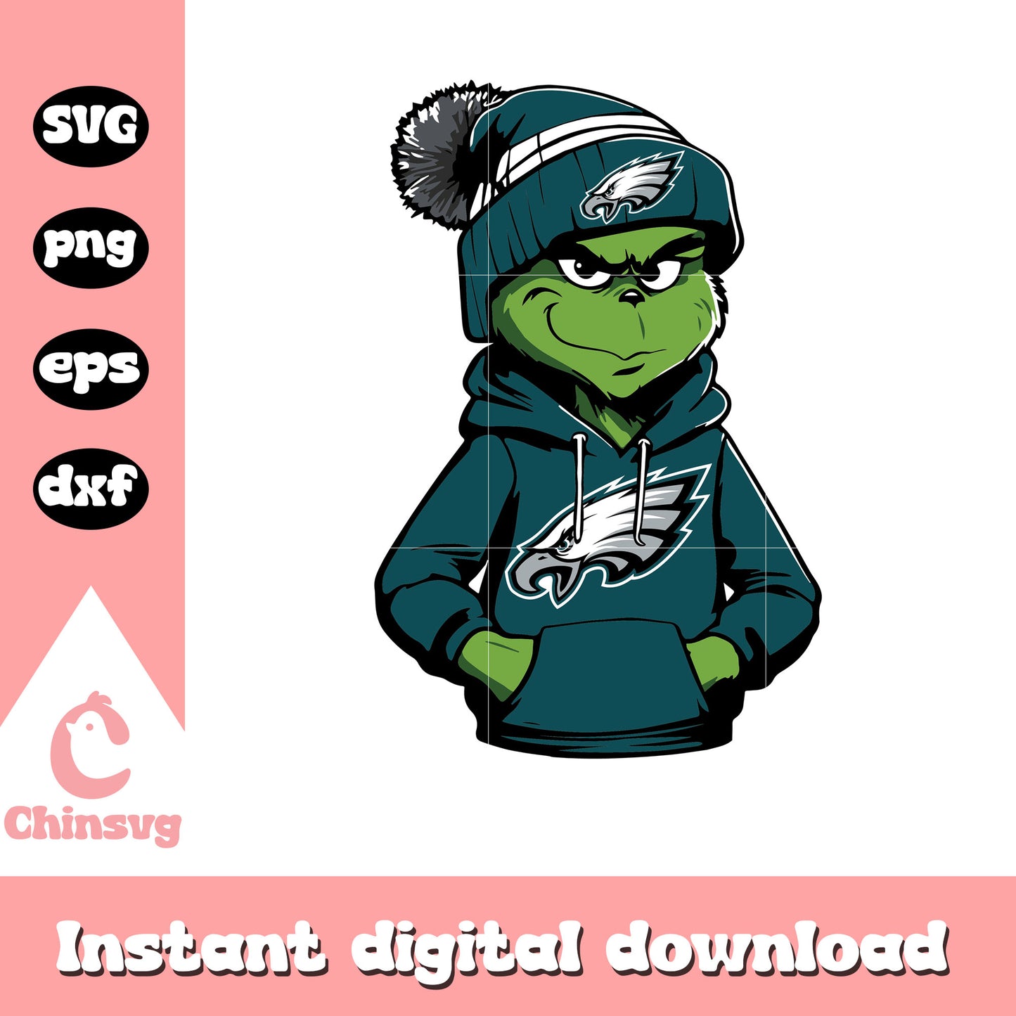 Grinch wears philadelphia eagles clothes svg, philadelphia eagles christmas svg