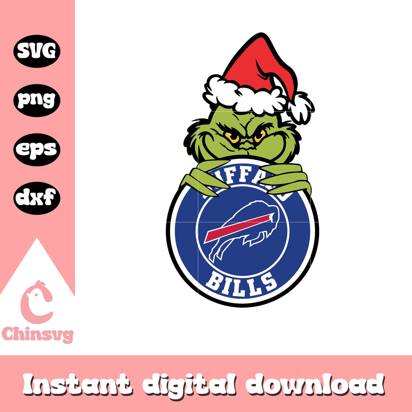 Grinch with buffalo bills circle logo svg, buffalo bills grinch svg