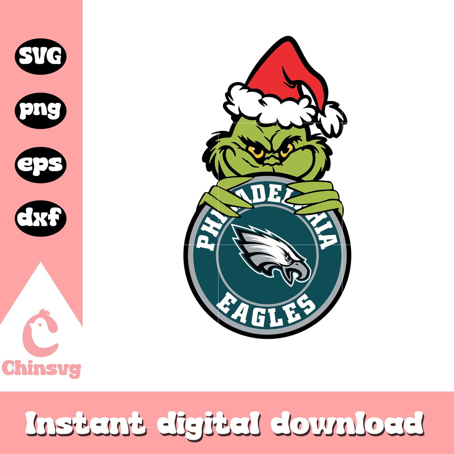 Grinch with philadelphia eagles circle logo svg, philadelphia eagles logo svg