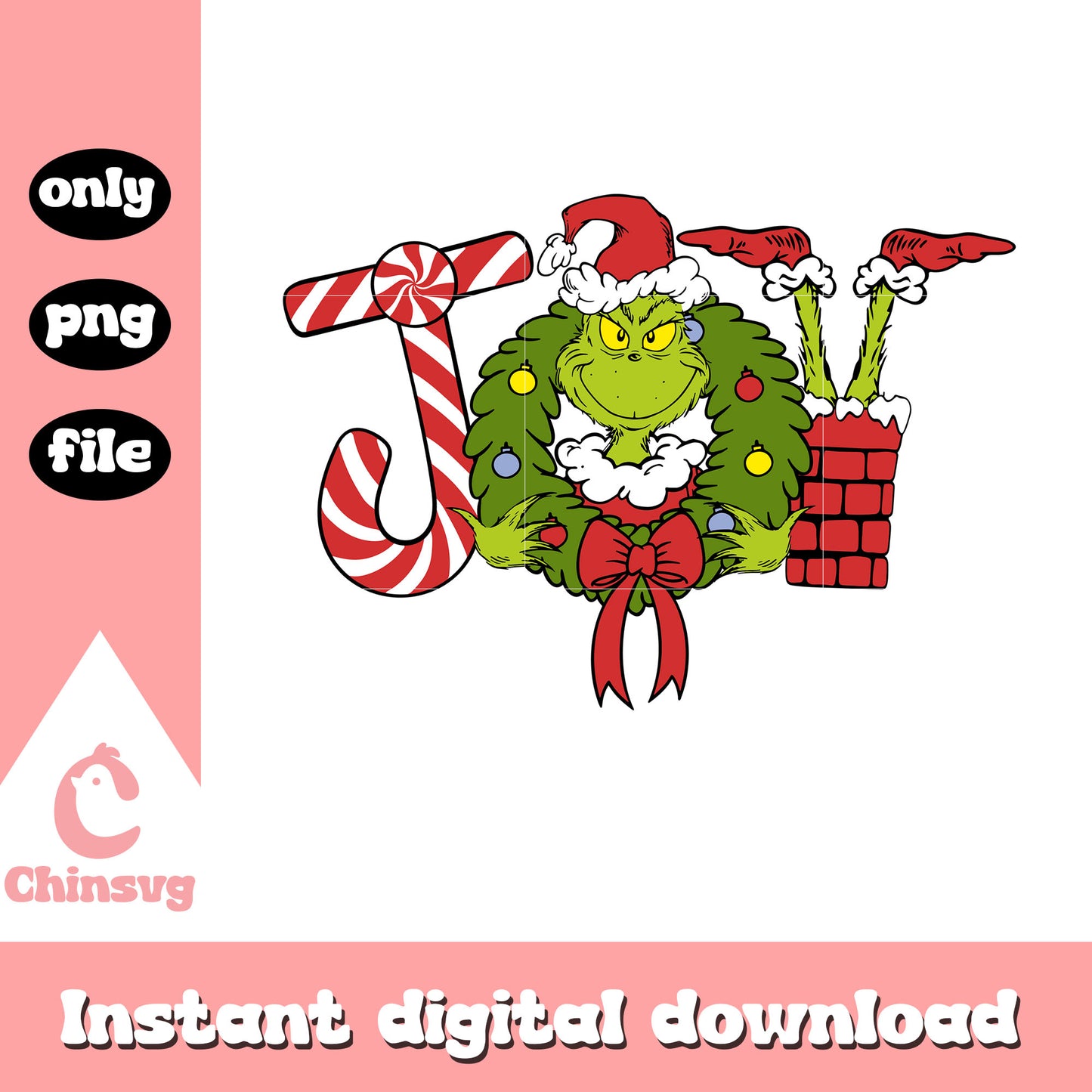 Grinch character joy christmas png, merry christmas png