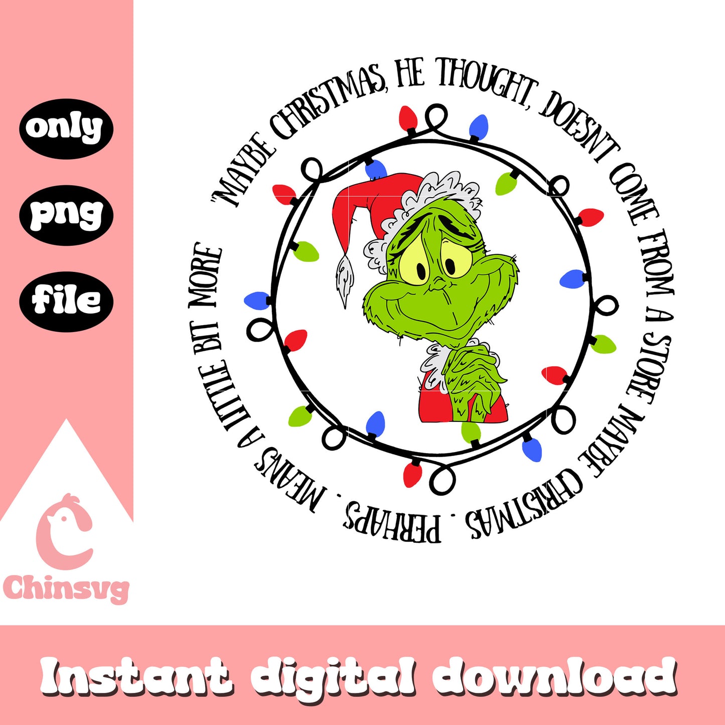 Grinch christmas lights design png, chistmas lights png