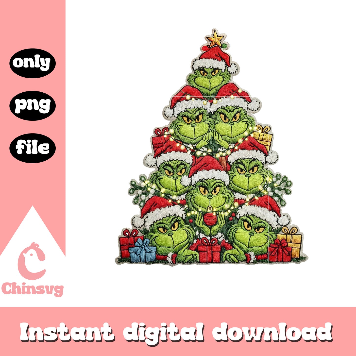 Grinch christmas tree decor png, grinch tree png
