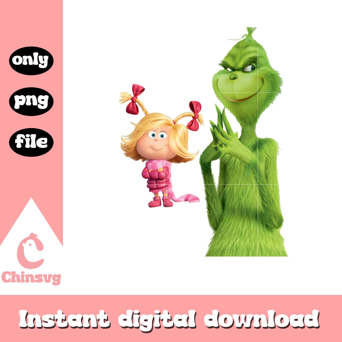 Grinch cindy lou christmas design png, grinch and cindy lou png