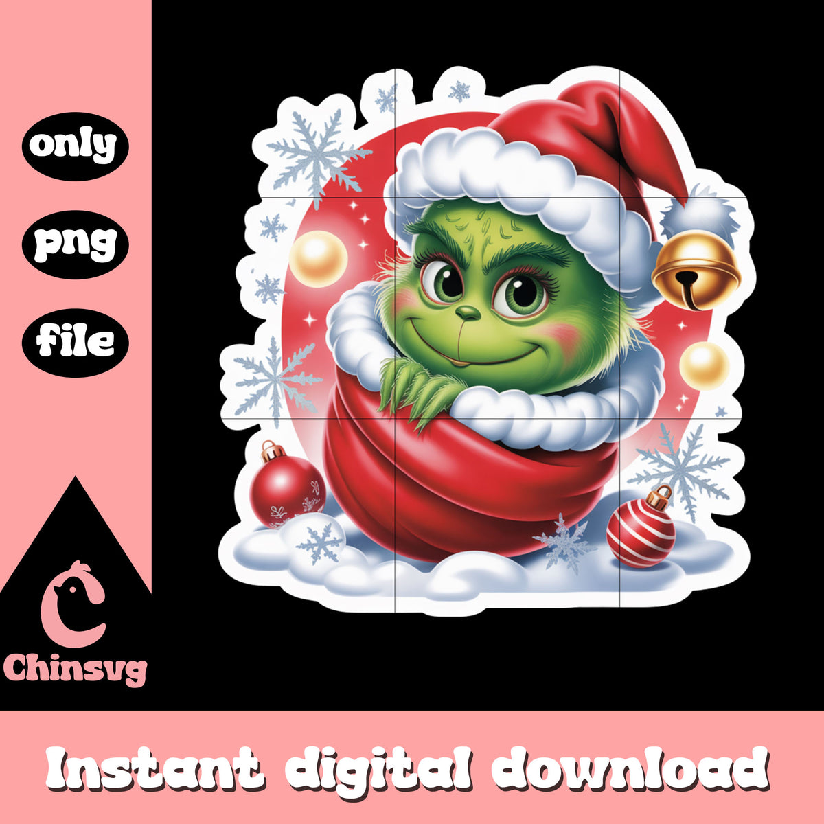Grinch cozy christmas holiday png, christmas vibes png