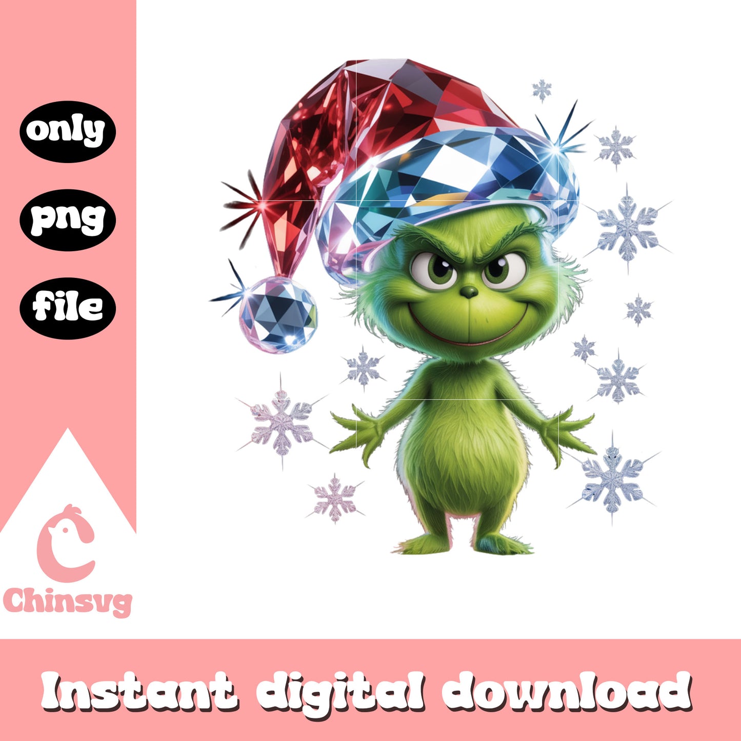 Grinch decor for christmas design png, baby grinch outfit png