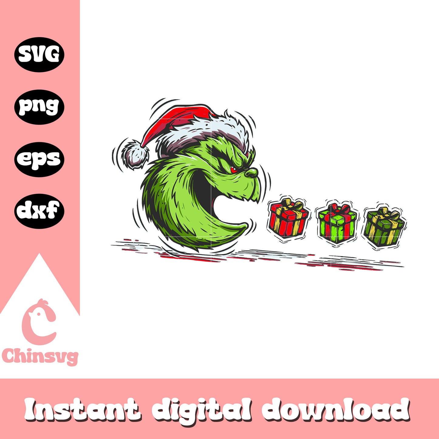 Grinch eating gift box svg, christmas grinch svg, grinch svg