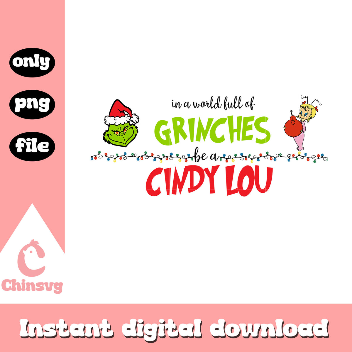 Grinches cindy lou christmas lights png, grinch green png
