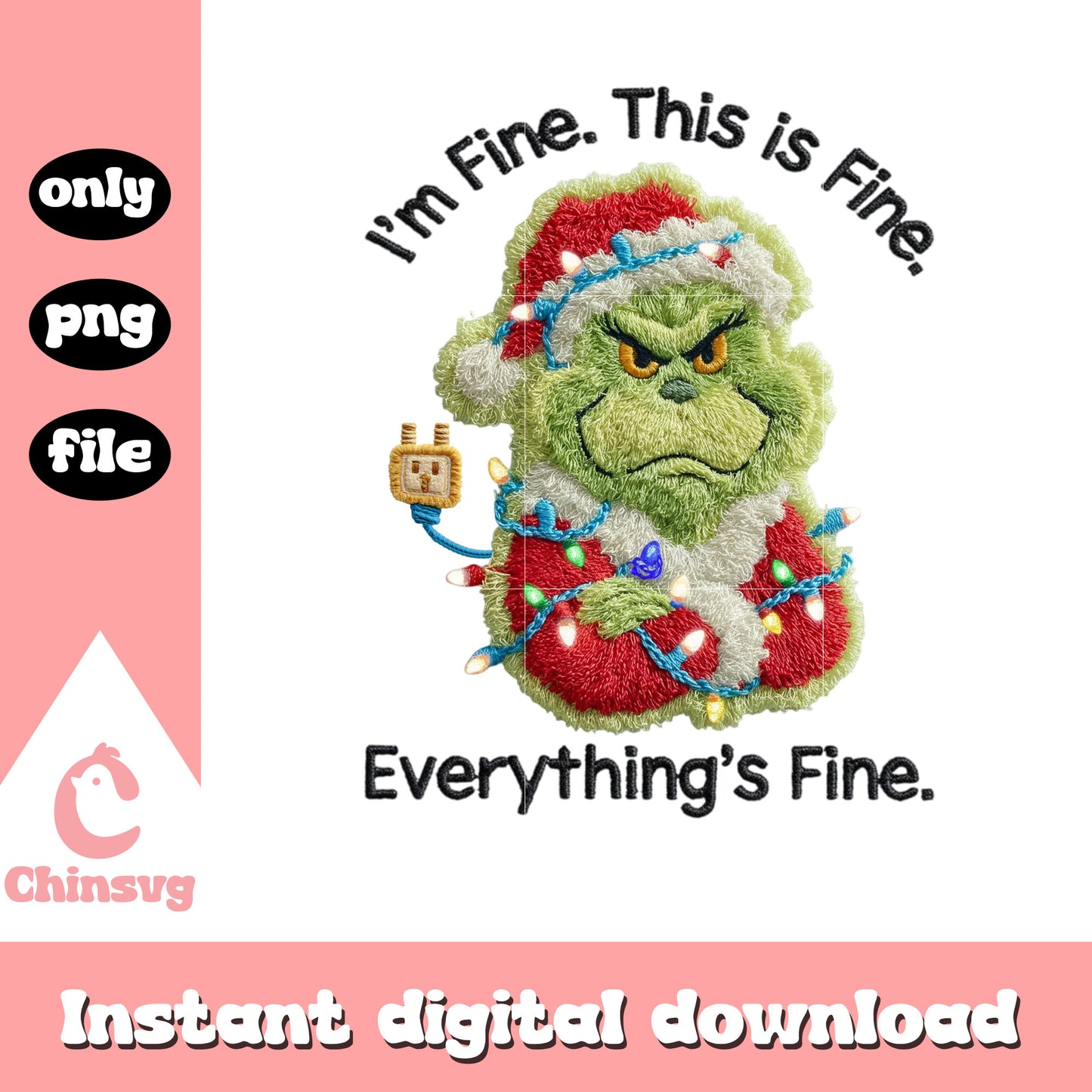 Grinch everything's fine patchwork png, grinches png