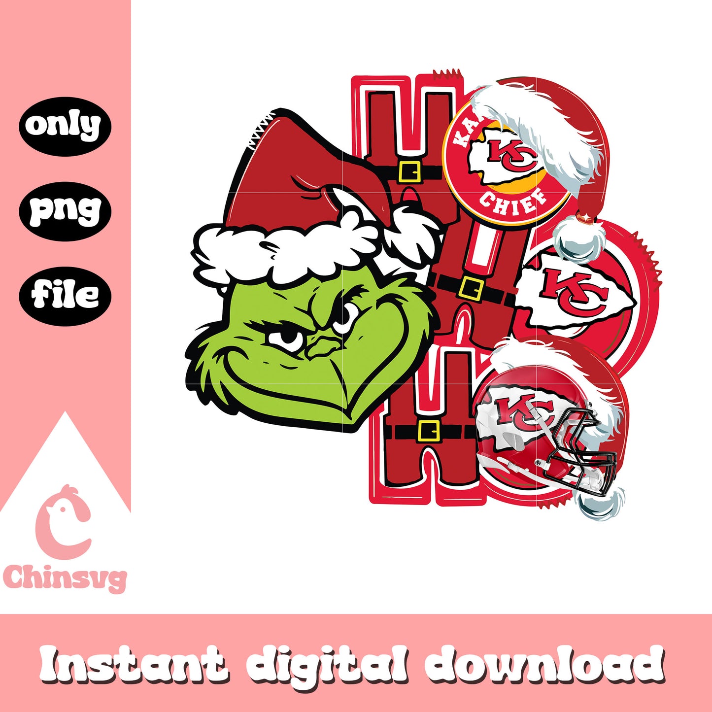Grinch face hohoho kc png, christmas day nfl games png