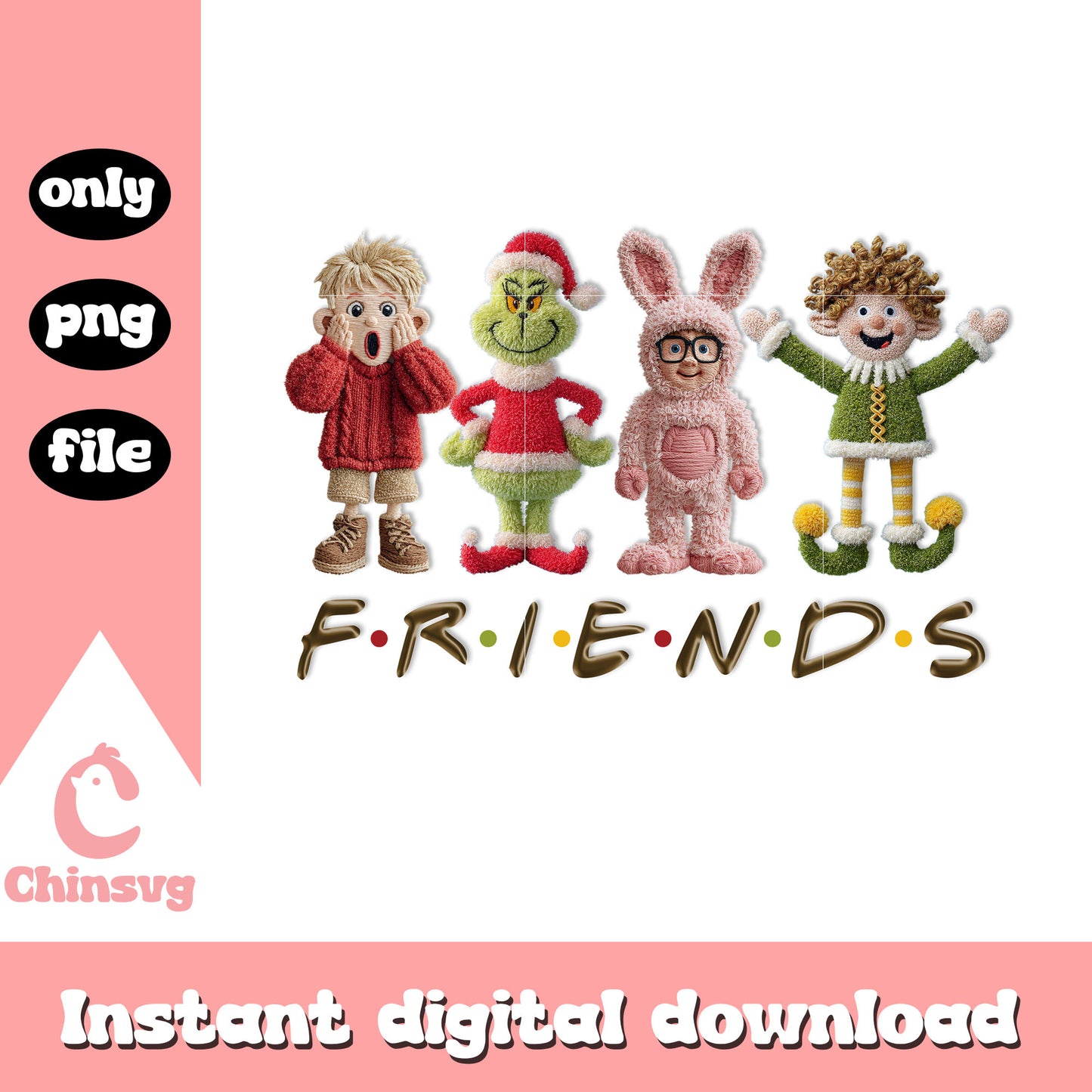 Grinch friends on christmas day crochet png, grinch cast png