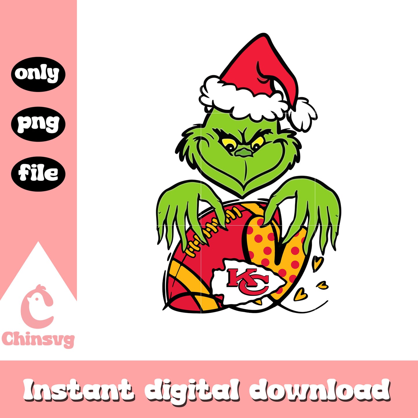 Grinch kc rugby ball png, kansas city chiefs logo png