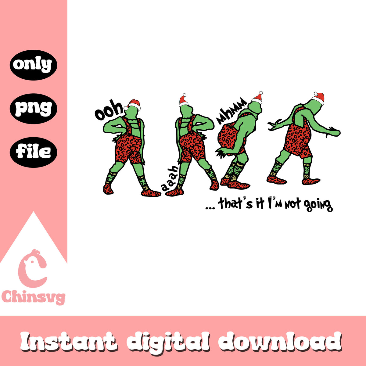 Grinch leopard overalls chritmas png, grinch green paint png