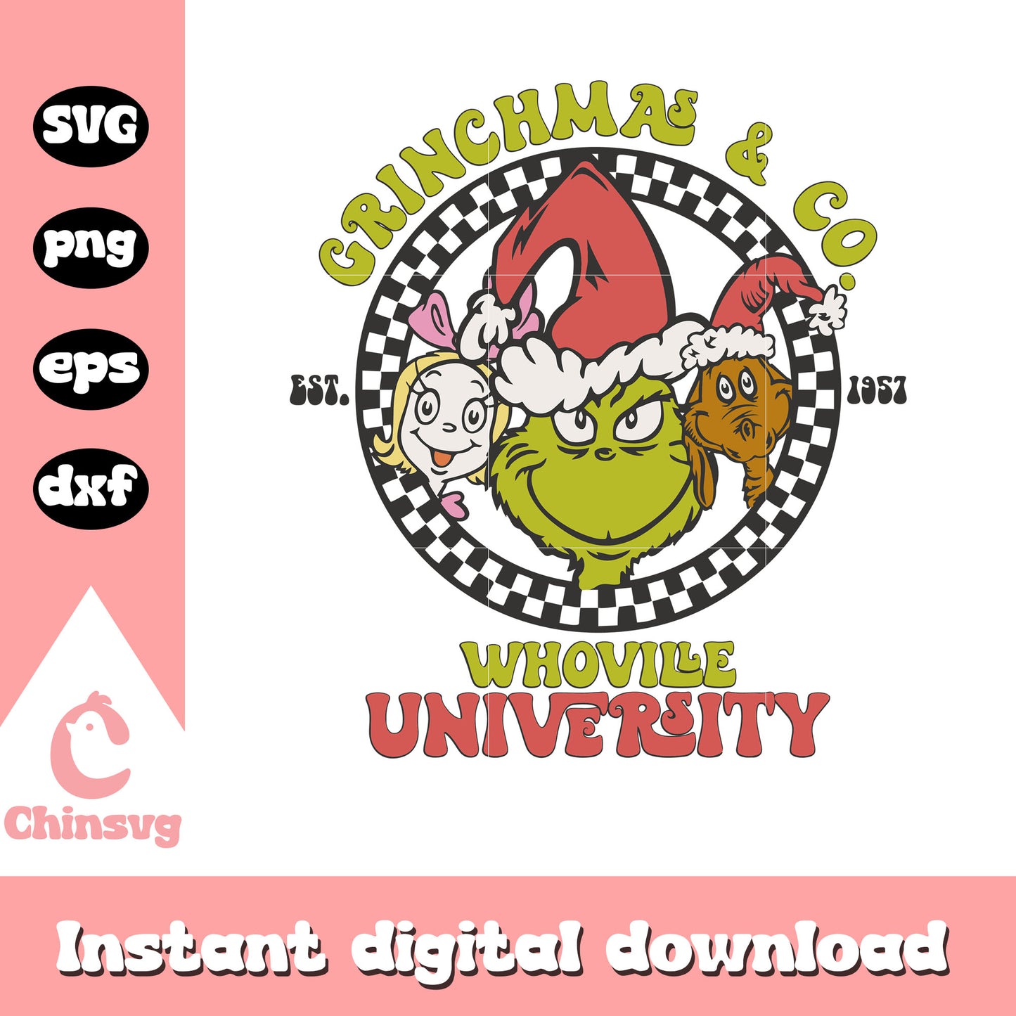 Grinchmas and co friends christmas svg, whoville university svg