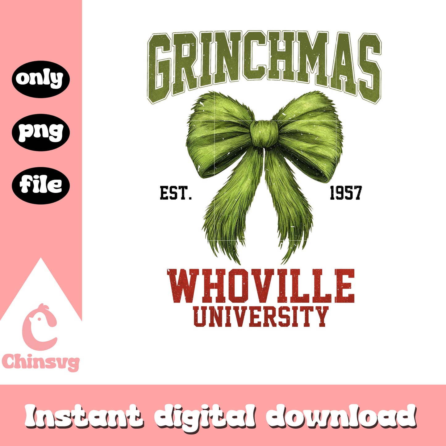 Grinchmas est 1957 bow tie christmas design png, whoville png