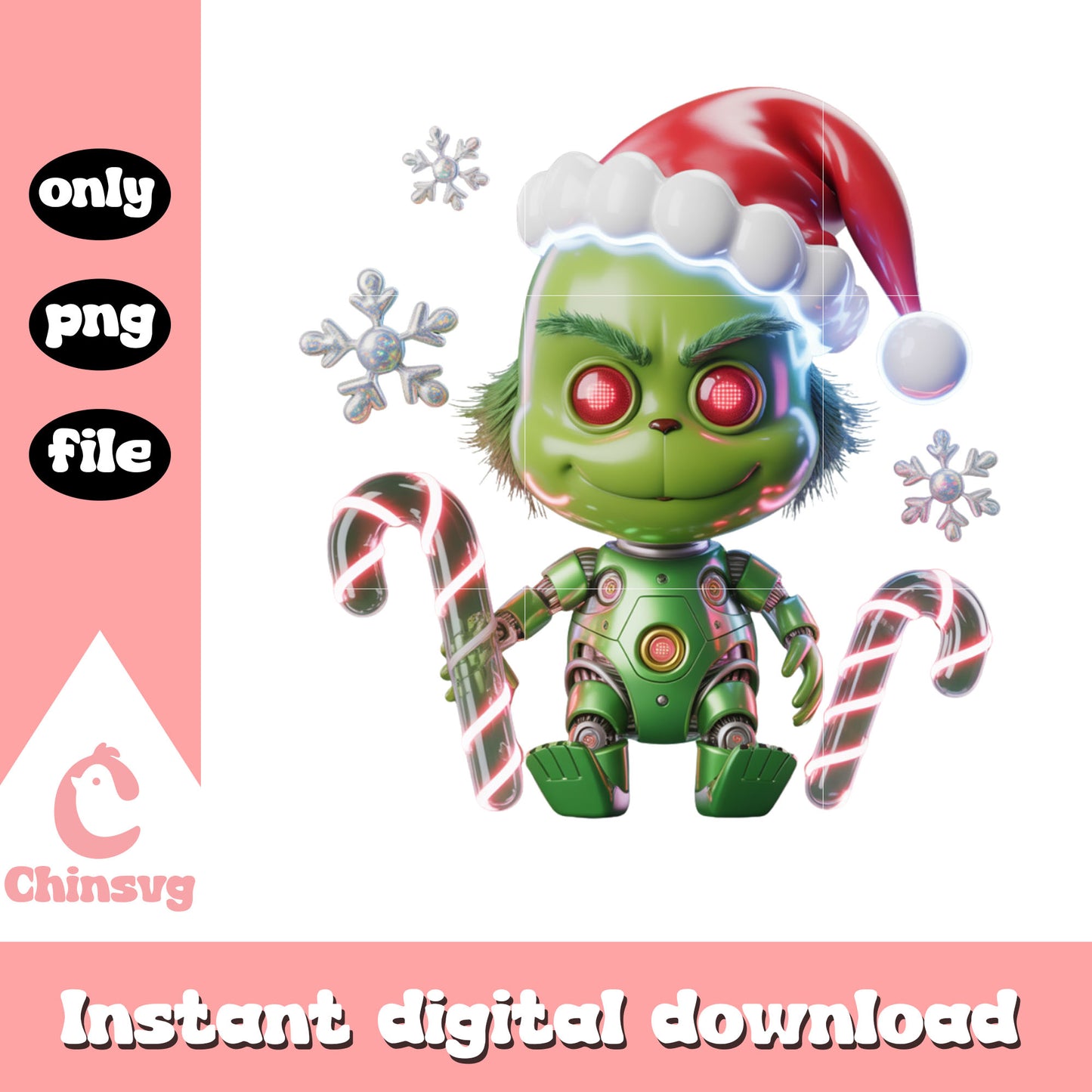 Grinch robot decor for christmas png, merry christmas funny png