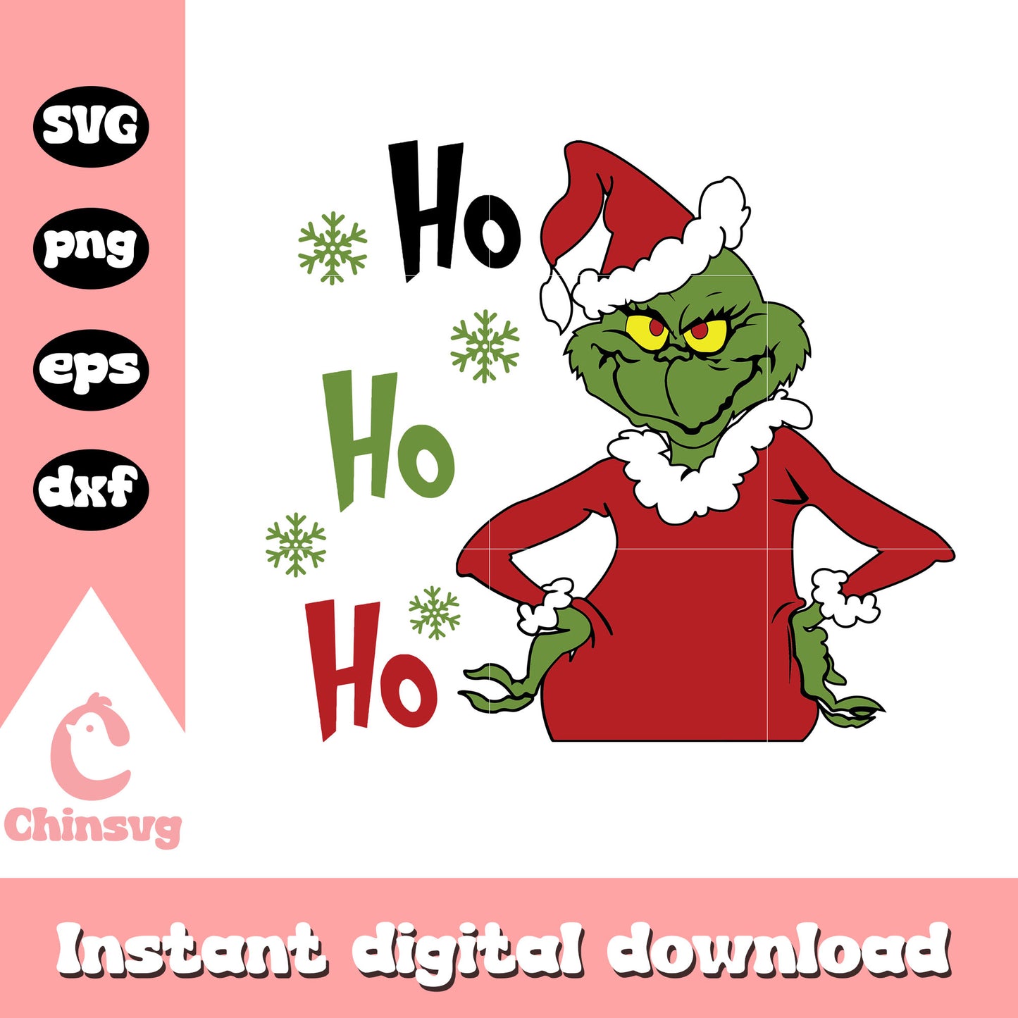 Grinch santa hat ho ho ho christmas snow svg, the grinch svg
